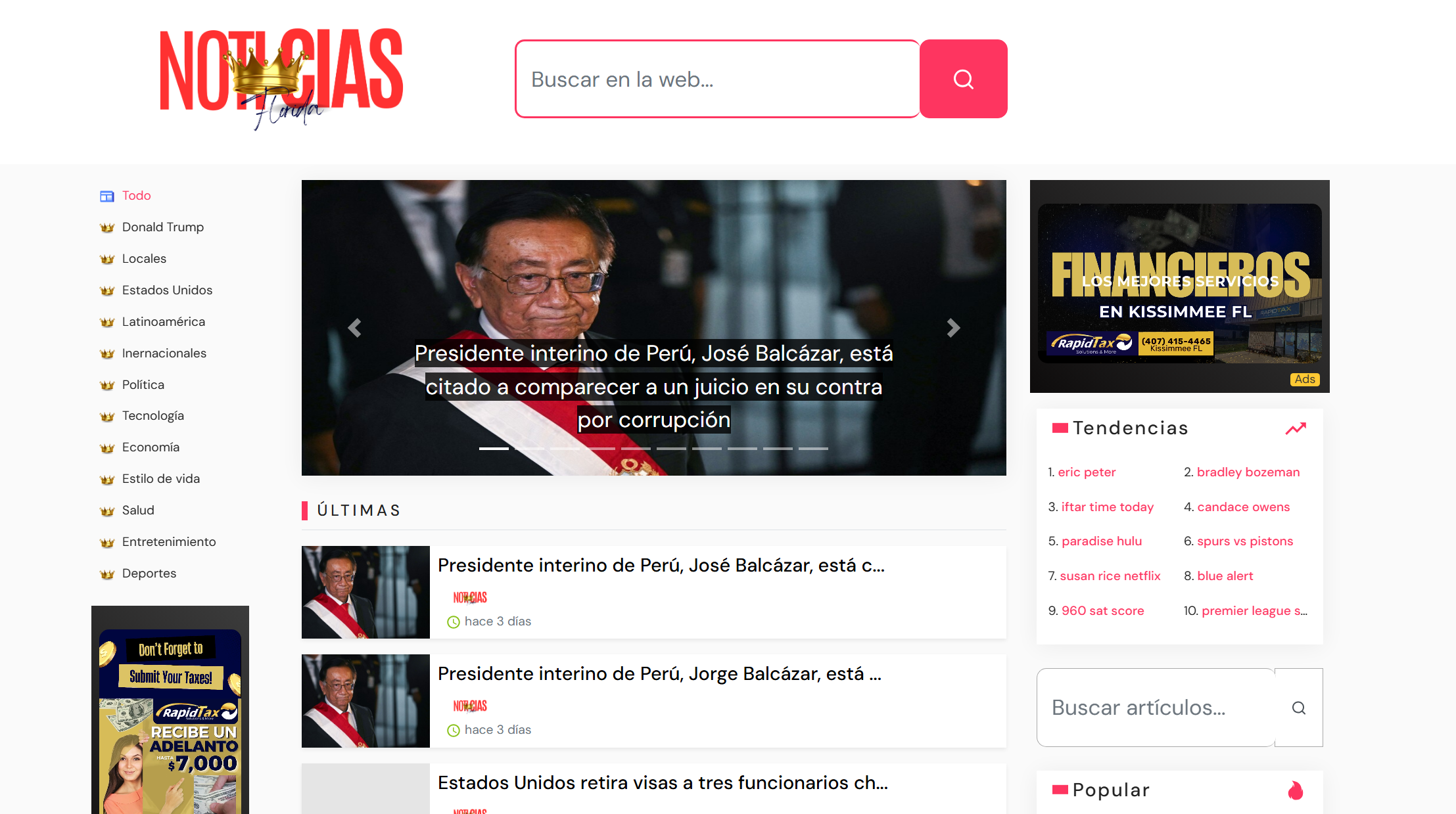 Diseño web Noticiasflorida Colombia